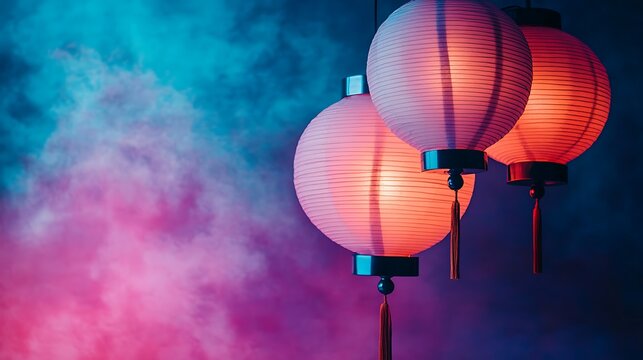 Paper lanterns in vibrant hues