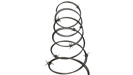 Barbed metal steel wire isolated on a transparent background