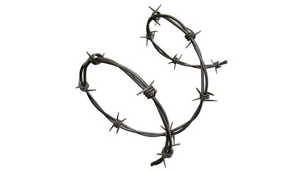 Barbed metal steel wire isolated on a transparent background