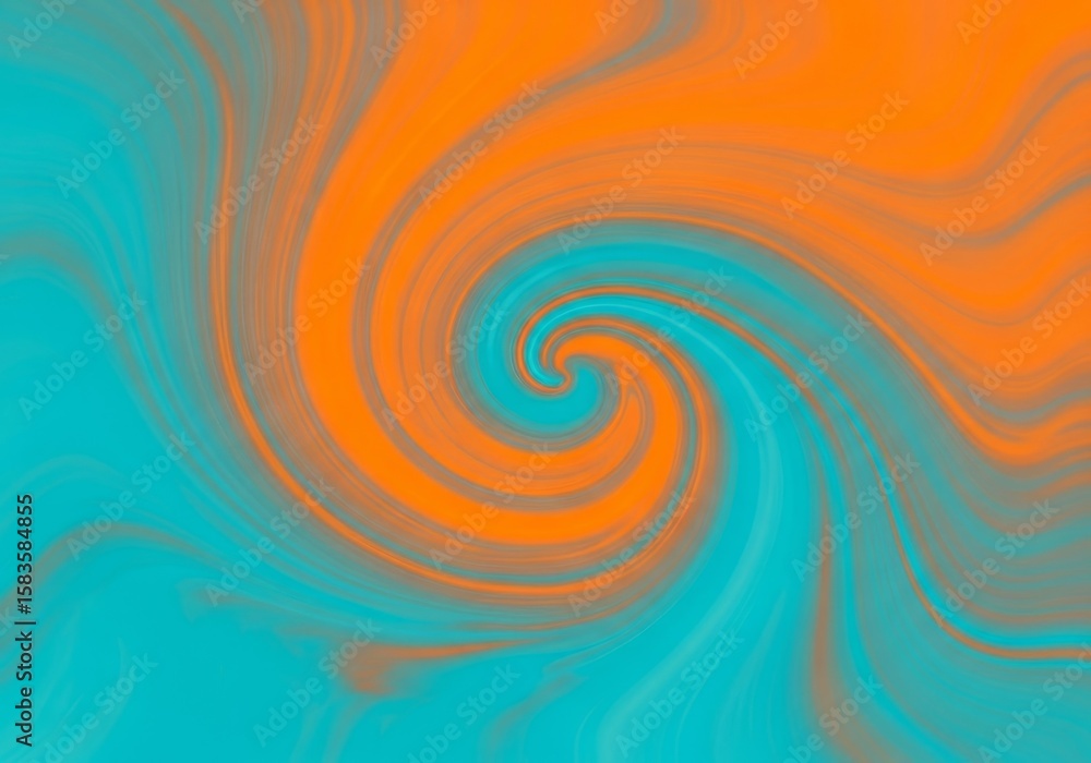 Poster swirling orange and teal abstract - abstract featuring a mesmerizing swirl of orange and teal colors