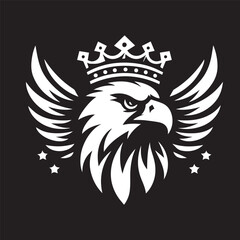 vector logo of an eagle wearing a crown