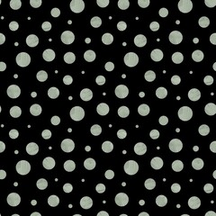 Mint Green Polka Dot Seamless Pattern on Black Background