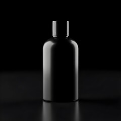Sleek black cosmetic bottle mockup, luxurious product packaging for branding display
