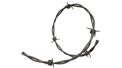 Barbed metal steel wire isolated on a transparent background