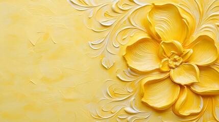 Yellow textured flower relief