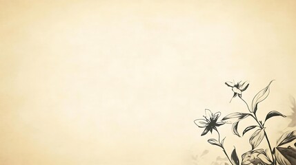 Elegant floral sketch on aged paper