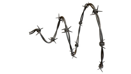 Barbed metal steel wire isolated on a transparent background
