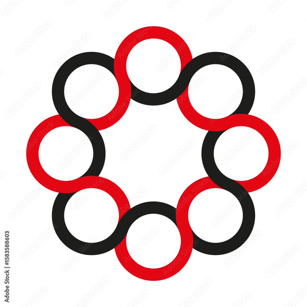 Poster geometric circle pattern. red black shapes. abstract round illustration. vector modern element.