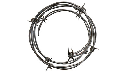 Barbed metal steel wire isolated on a transparent background