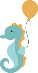  Cute Seahorse with Balloon