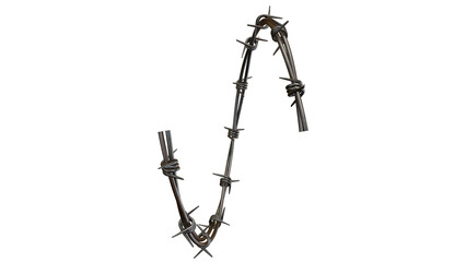 Barbed metal steel wire isolated on a transparent background