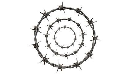 Barbed metal steel wire isolated on a transparent background