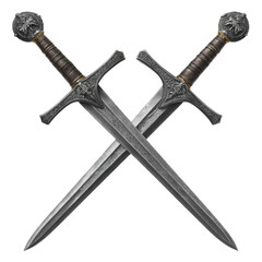 Two crossed swords isolated on transparent background