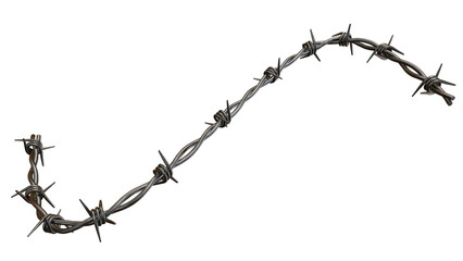 Barbed metal steel wire isolated on a transparent background
