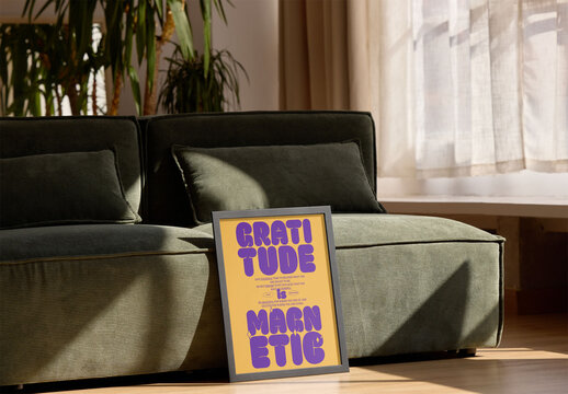 Mockup Empty Frame in Modern Living Room