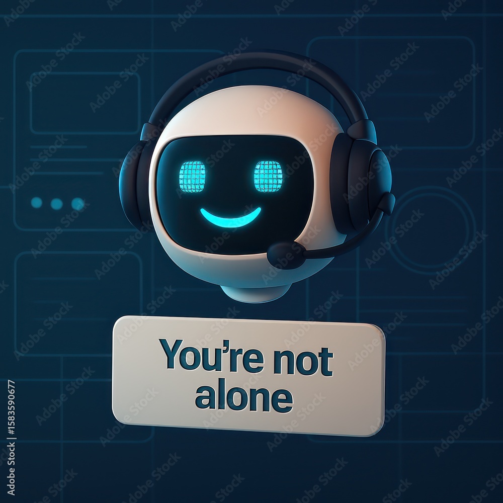 Aufkleber a supportive, technologically advanced ai assistant offering solace and assurance, embodying a frien