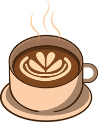 A large mug of fragrant coffee with a beautiful pattern of foam