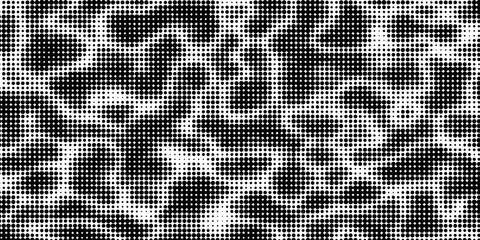 Fototapeta premium Set of halftone dots gradient pattern texture isolated on white background. Straight dotted spots using halftone circle dot raster texture. Vector blot half tone collection.