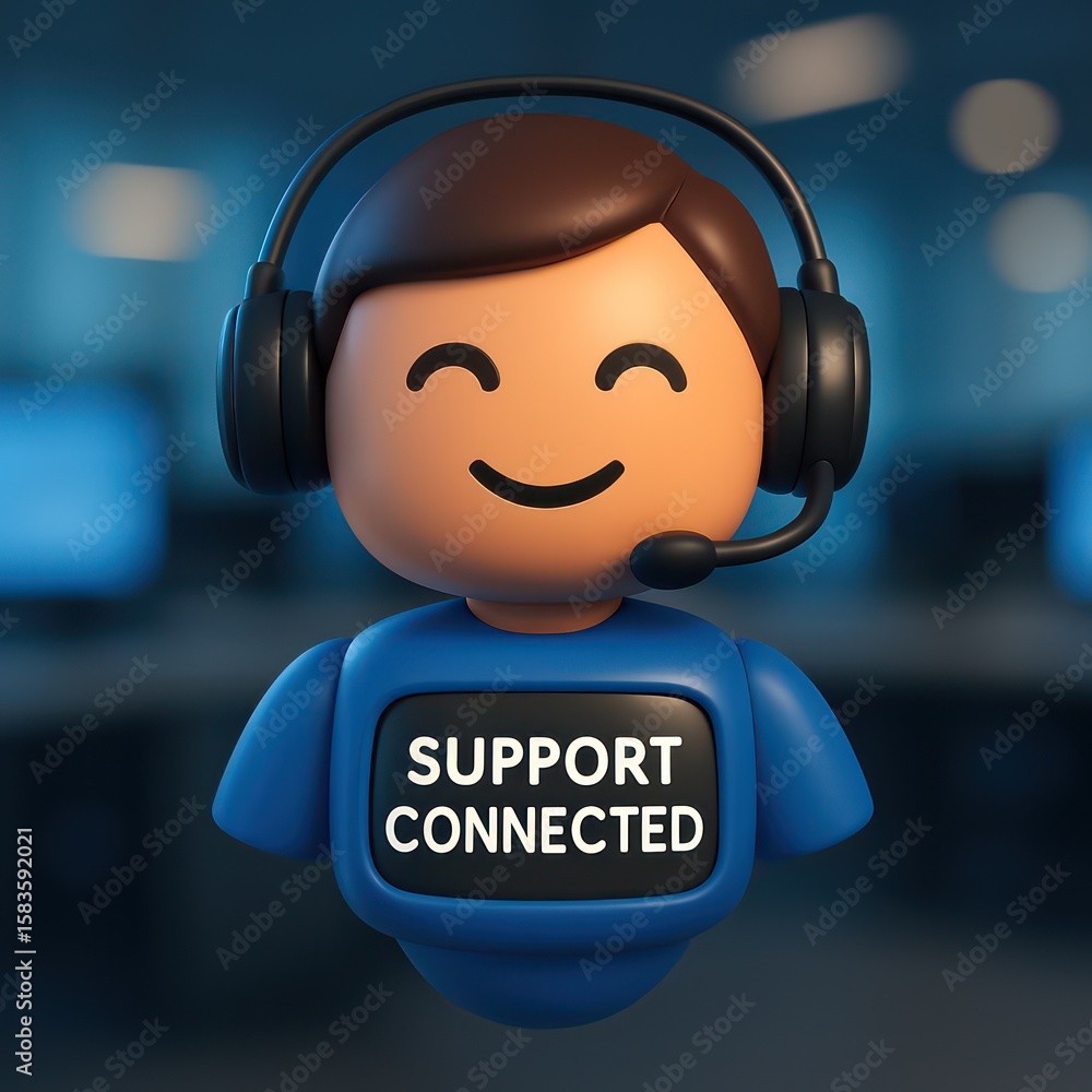Poster a charming customer service representative with a friendly face wearing a headset smiles with an opt