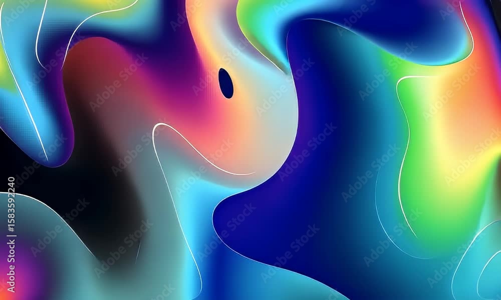 Wall mural abstract colorful forms flowing on dark background slow motion
