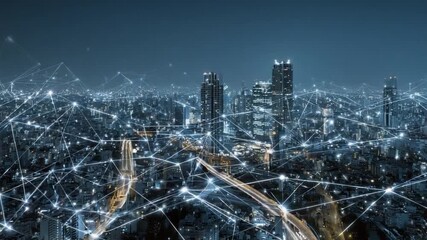 Night Cityscape: Smart City Network - Powered by Adobe