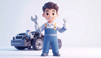 Anime style mechanic in uniform