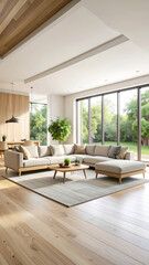 Fototapeta premium Wohnzimmer in Naturtönen 