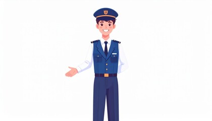 Cheerful train conductor illustration