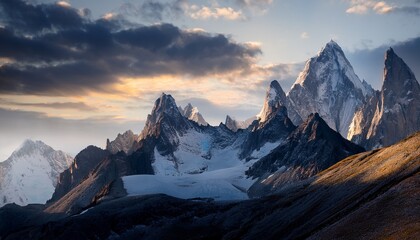 a mountain range with a cloudy sky in the background