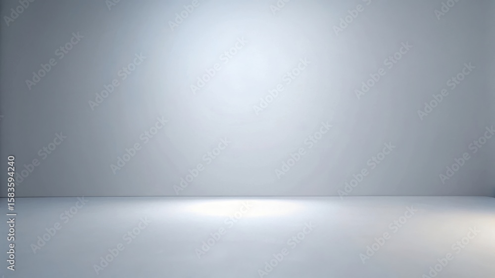Poster a minimalist studio setup with a gradient wall and floor illuminated by soft white light source