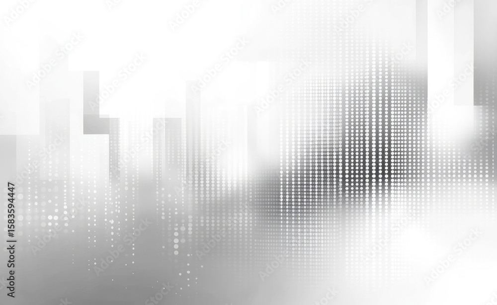 Poster abstract silver pixelated background with geometric elements and dotted gradient