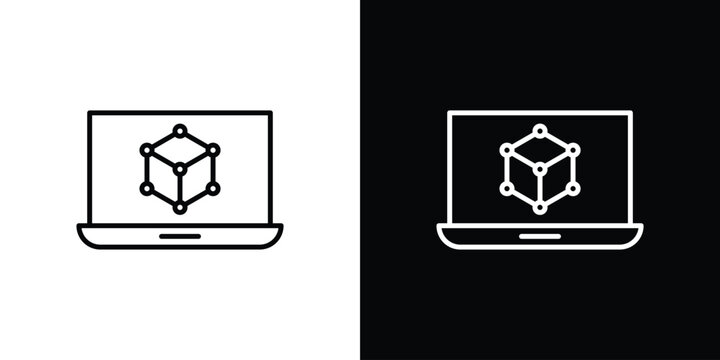 Computer simulation icon editable concept. editable vector stroke symbols