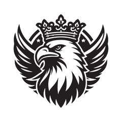vector logo of an eagle wearing a crown