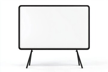 A blank whiteboard with no text or image- isolated against a pure white background and mounted on a stand.