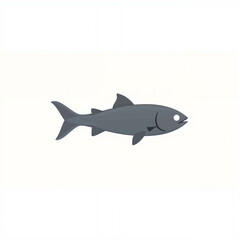 Fototapeta premium Grey fish illustrated in minimal style on white background 