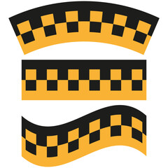 Taxi checker pattern. Yellow black stripe. Cab service Vector. Automotive travel emblem