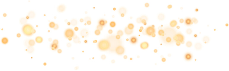 Gold bokeh lights isolated. PNG background with gold sparkles	