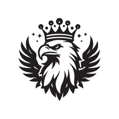 vector logo of an eagle wearing a crown