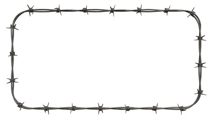 Barbed metal steel wire isolated on a transparent background