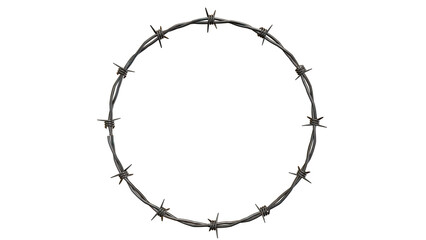 Barbed metal steel wire isolated on a transparent background