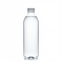 Naklejka premium Clear plastic bottle filled with pure water isolated on white background