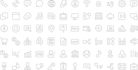 Collection of outline icons for web design and mobile app user interface