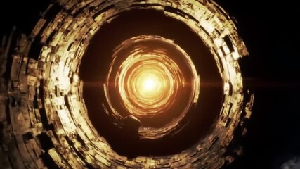 Light beams traveling through twisting space-time tunnels in deep outer space concept