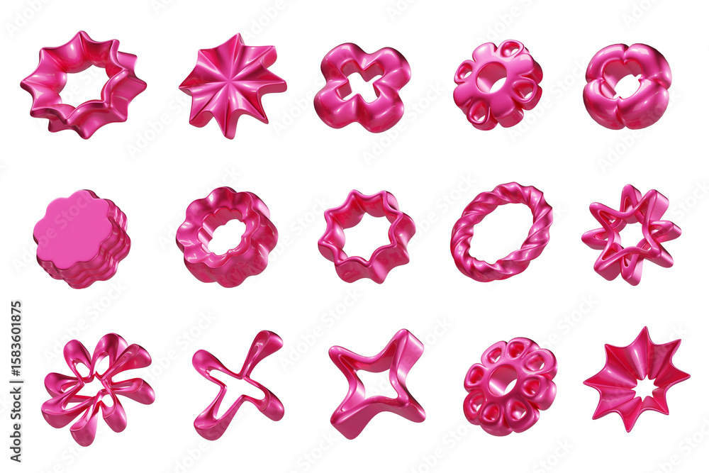 Fototapete pink candy object icon set element for design pack isolated background 3d rendering