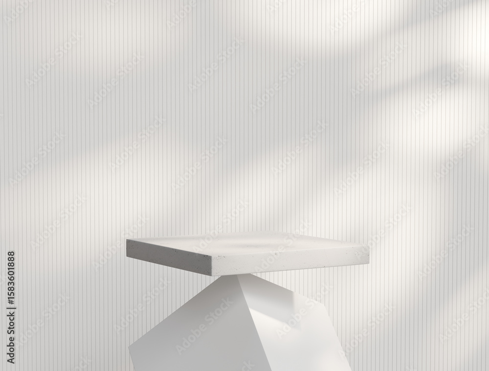 Poster minimal square white podium platform for product display showcase 3d rendering
