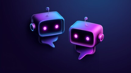3d dark gradient icon representing conversational ai and chatbot development