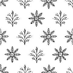 Elegant floral seamless pattern with hand-drawn botanical elements art wallpaper