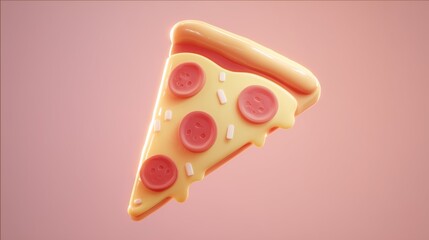 3d pizza slice icon with vibrant colors for video game design