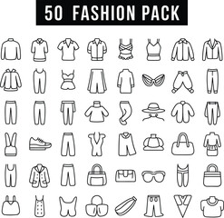 Vector Fashion Clothing and Accessories Pack: A Diverse Set of Apparel and Style Icons.