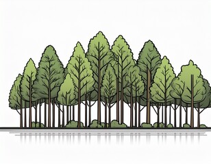 tall tree line isolated on a white background